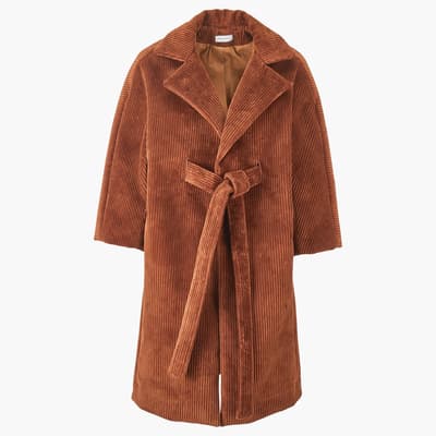 Coffee Longline Cotton Cord Coat