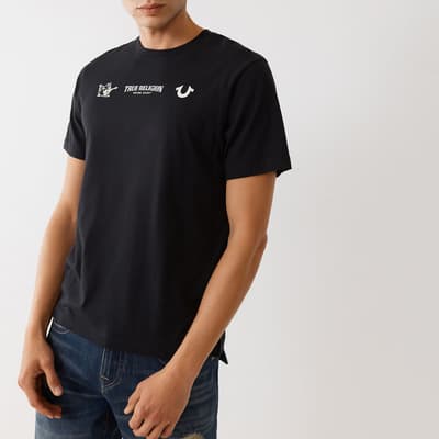 Black Minimal Logo Lineup T-Shirt