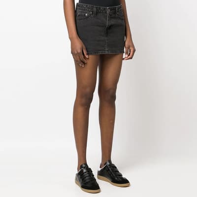 Black Denim Mini Skirt