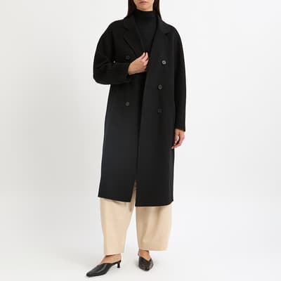 Black Cashmere Blend Button Coat