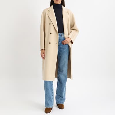 Cream Cashmere Blend Button Coat