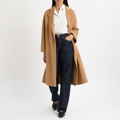 Camel Cashmere Blend Wrap Coat