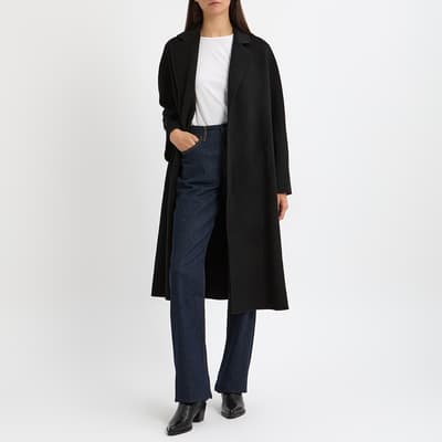 Black Cashmere Blend Wrap Coat