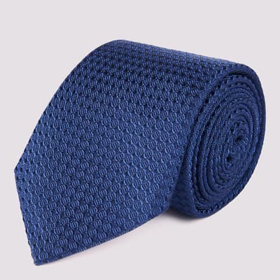 Indigo Geo Print Silk Tie