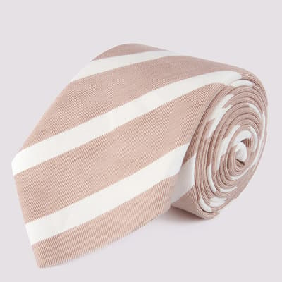 Sand Striped Silk Blend Tie