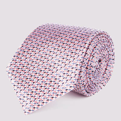 Pink Geo Print Silk Tie