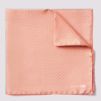 Peach Polka Dot Silk Pocket Square