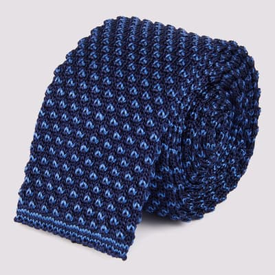 Navy Knitted Silk Tie