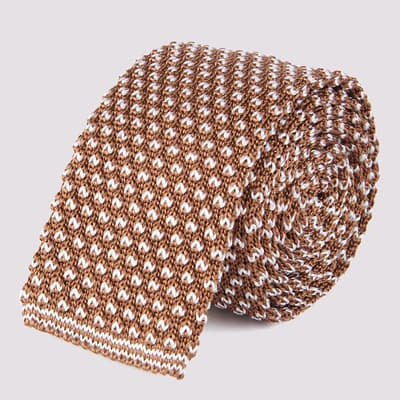 Brown Knitted Silk Tie