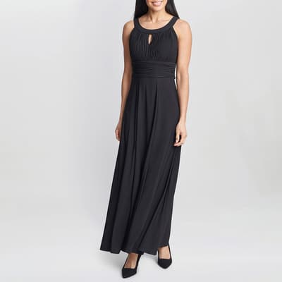 Black Kelsie Ruched Waist Maxi Dress