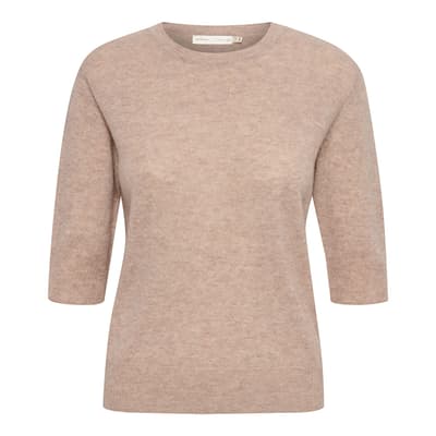 Beige Monika Cashmere Blend Knit Top