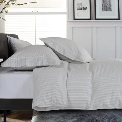 Button Stripe Double Duvet Set, Grey