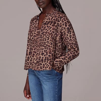 Brown Meara Animal Print Blouse