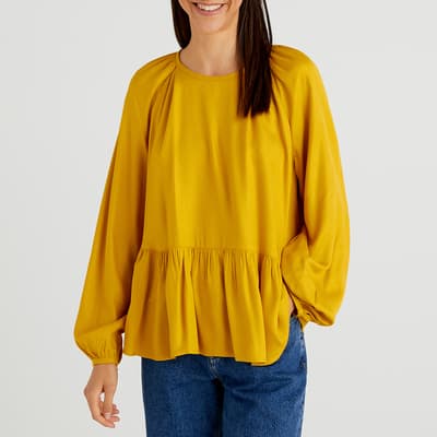 Yellow Long Sleeve Ruffle Top