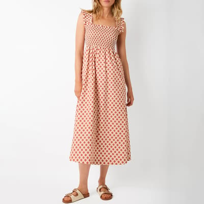 Ecru/Red Bliss Cotton Poplin Dress