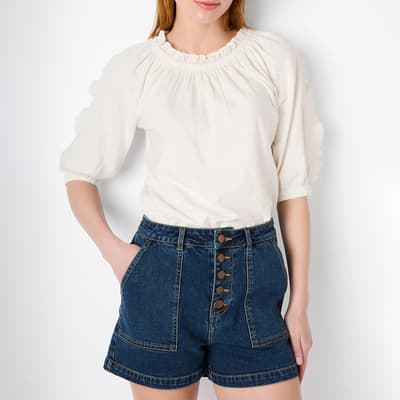 Mid Wash Beatrice Button Front Shorts