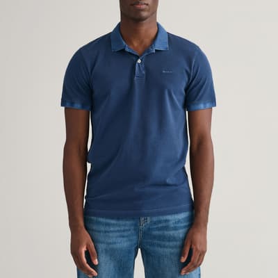 Navy Sunfaded Pique Polo Shirt