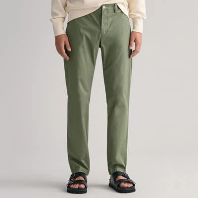 Green Hallden Sunfaded Cotton Chinos