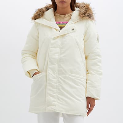 Ecru Hooded Puffer Coat