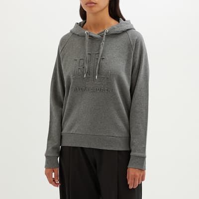 Grey Cotton Blend Logo Hoodie