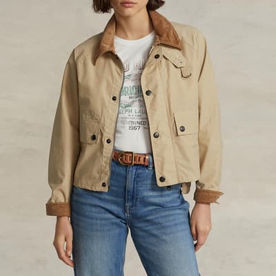 Camel Button Cotton Blend Worker Jacket