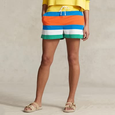 Multi Striped Terry Cotton Blend Shorts