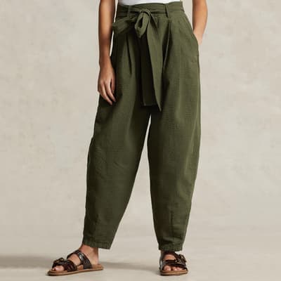 Khaki Cotton Relaxed Fit Trousers