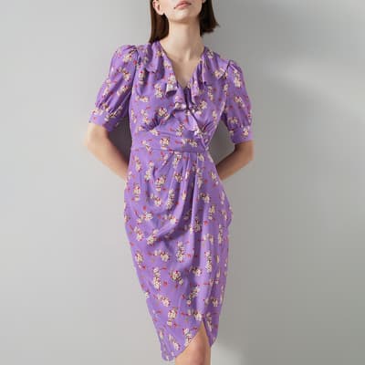 Purple/Multi Ophelia Silk Wrap Dress