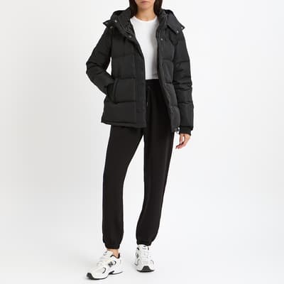 Black Feather & Down Puffer Jacket