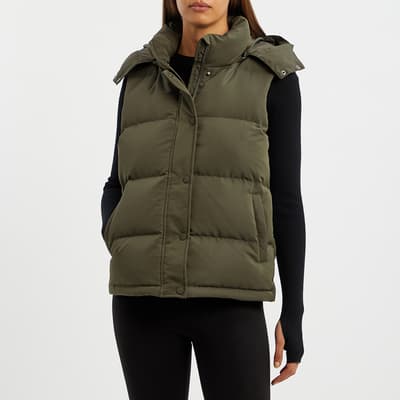 Khaki Feather & Down Puffer Gilet