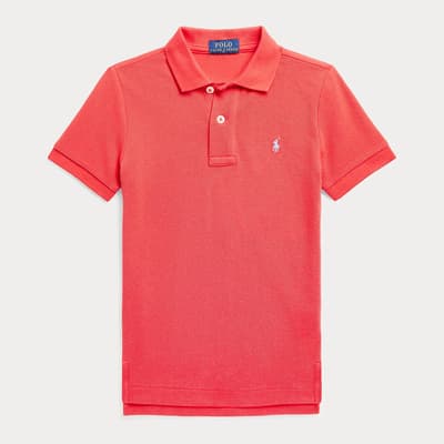 Toddler Boy's Red Cotton Logo Polo Shirt