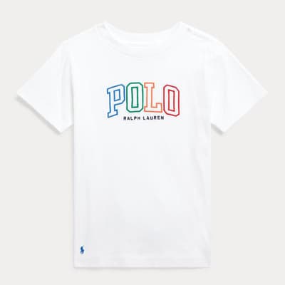 Toddler Boy's White Rainbow Logo Cotton T-Shirt