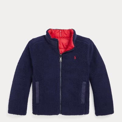 Toddler Boy's Red/Navy Reversible Quilted Coat