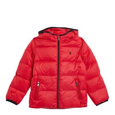 Toddler Boy's Red Puffer Hooded Coat