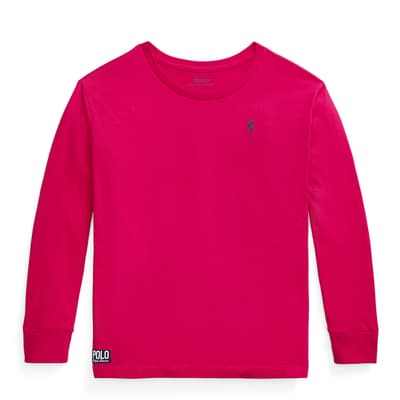 Older Girl's Pink Jersey Long Sleeve Cotton T-Shirt