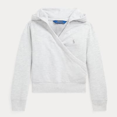 Younger Girl's Soft Grey Wrap Front Hoodie