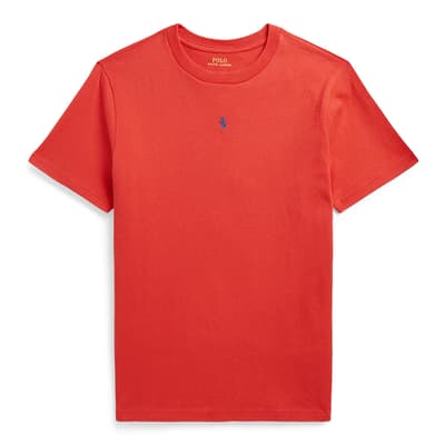 Older Boy's Red Cotton Logo T-Shirt