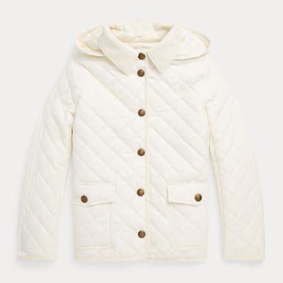 Older Girl's White Peny Quilted Jacket