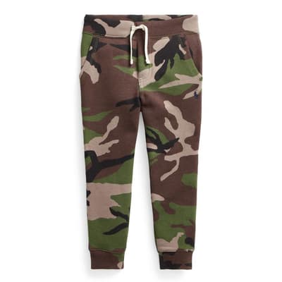 Younger Boy's Camo Cotton Blend Tracksuit Bottoms