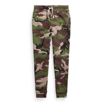 Older Boy's Camo Cotton Blend Tracksuit Bottoms