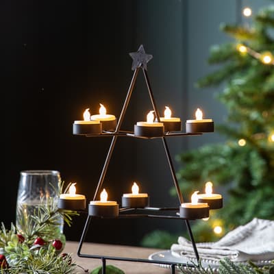 Christmas Tree Tealight Holder, Black