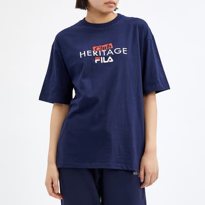 Navy April Oversized Cotton T-Shirt