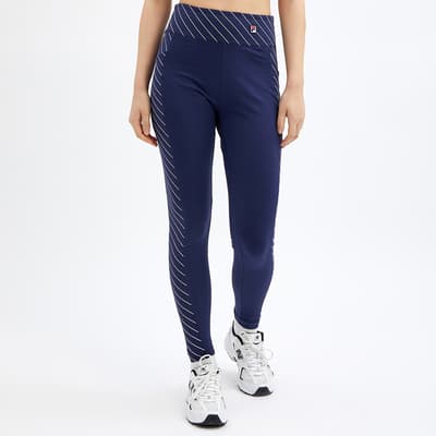 Navy Claire Pinstripe Cotton Blend Leggings