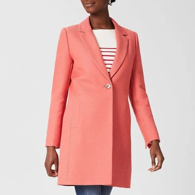 Coral Camellia Wool Blend Coat