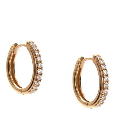 Gold Hoop Earrings With Crystal Detailing