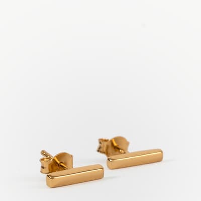 Recycled Sterling Silver And 18K Gold Coated Linear Stud Earrings