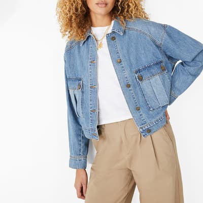 Blue Deja Relaxed Cotton Denim Jacket