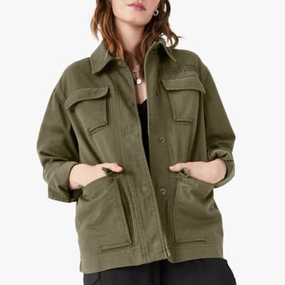 Khaki Reid Cotton Cargo Jacket