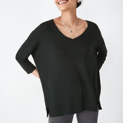 Black Wide Jersey Stretch Top