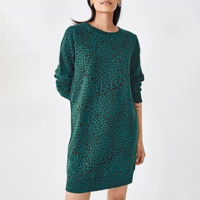 Green Iiona Printed Cotton Sweatshirt Dress